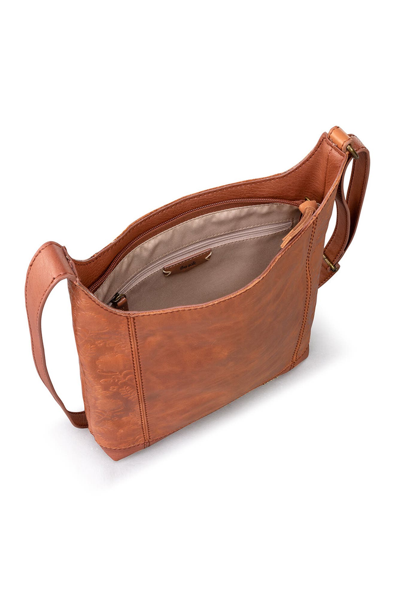 De Young Crossbody Bag, Alternate, color, TOBACCO FLORAL EMBOSSED