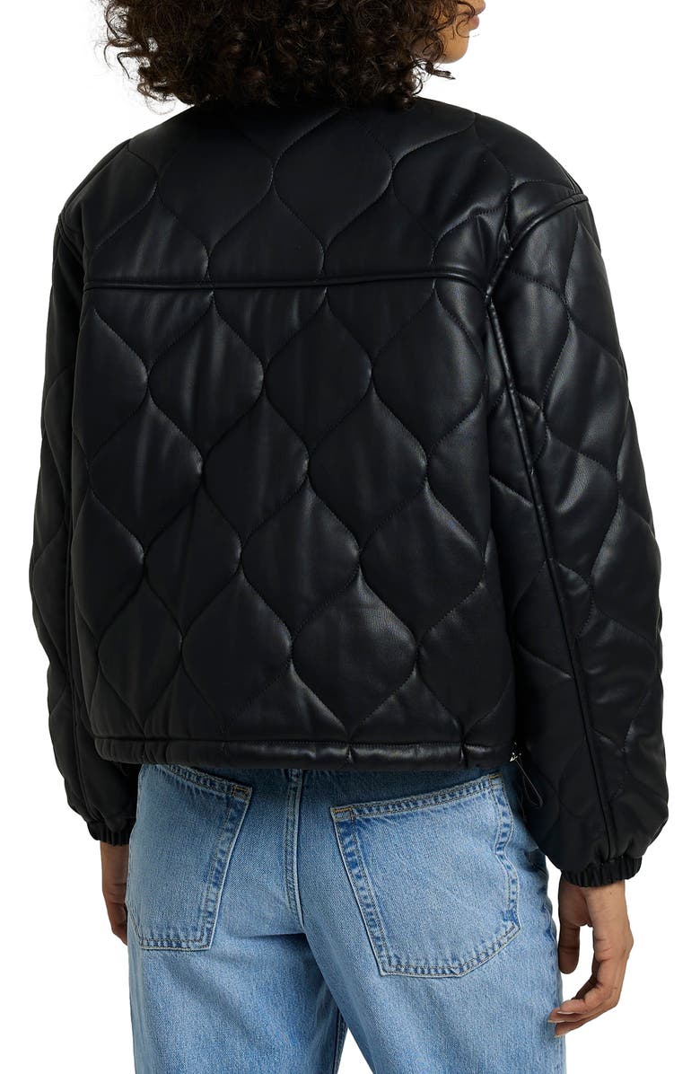 River Island Quilted Faux Leather Bomber Jacket, Alternate, color, 