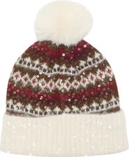 Steve Madden Fair Isle Sequin Beanie