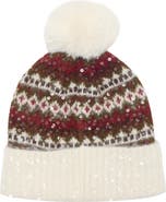 Steve Madden Fair Isle Sequin Beanie