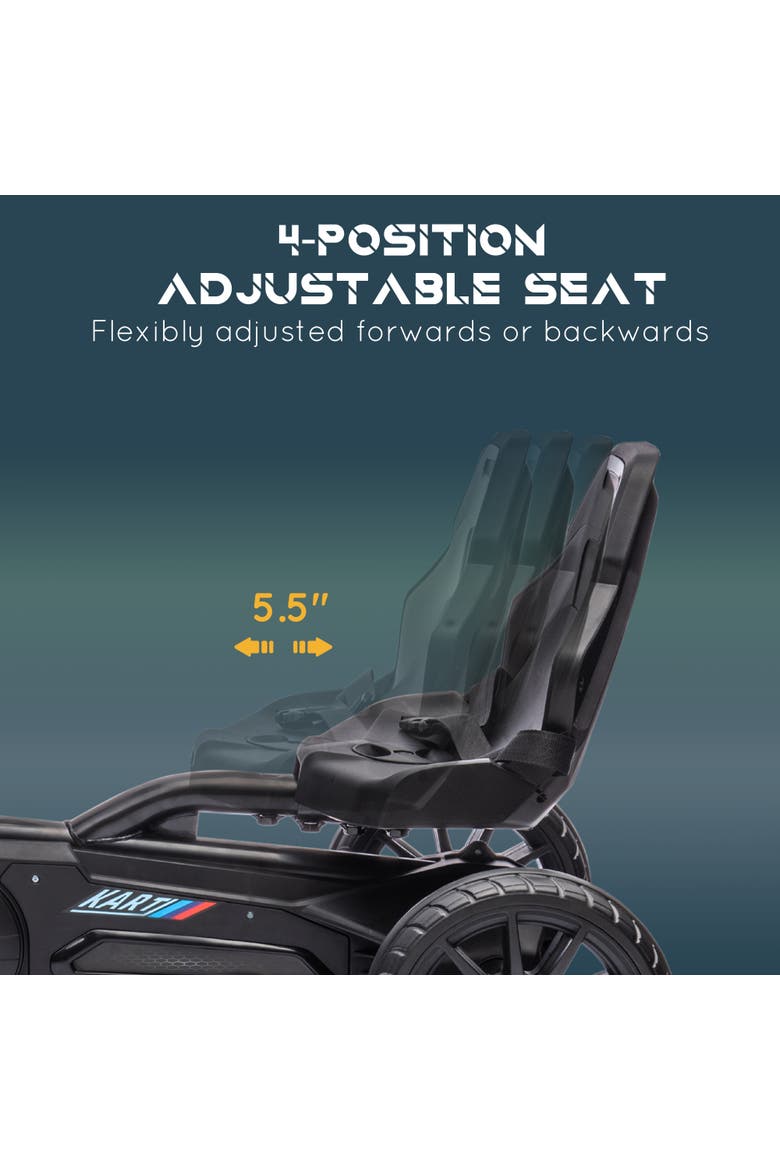 Kids Pedal Go Kart, Adjustable Seat, Swing Axle, Handbrake, EVA Wheels, Black, Alternate, color, Black