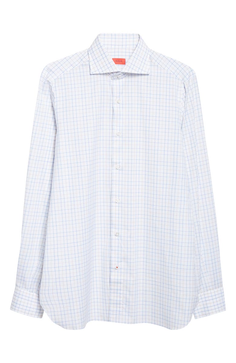 ISAIA Check Button-Up Shirt, Main, color, White Multi