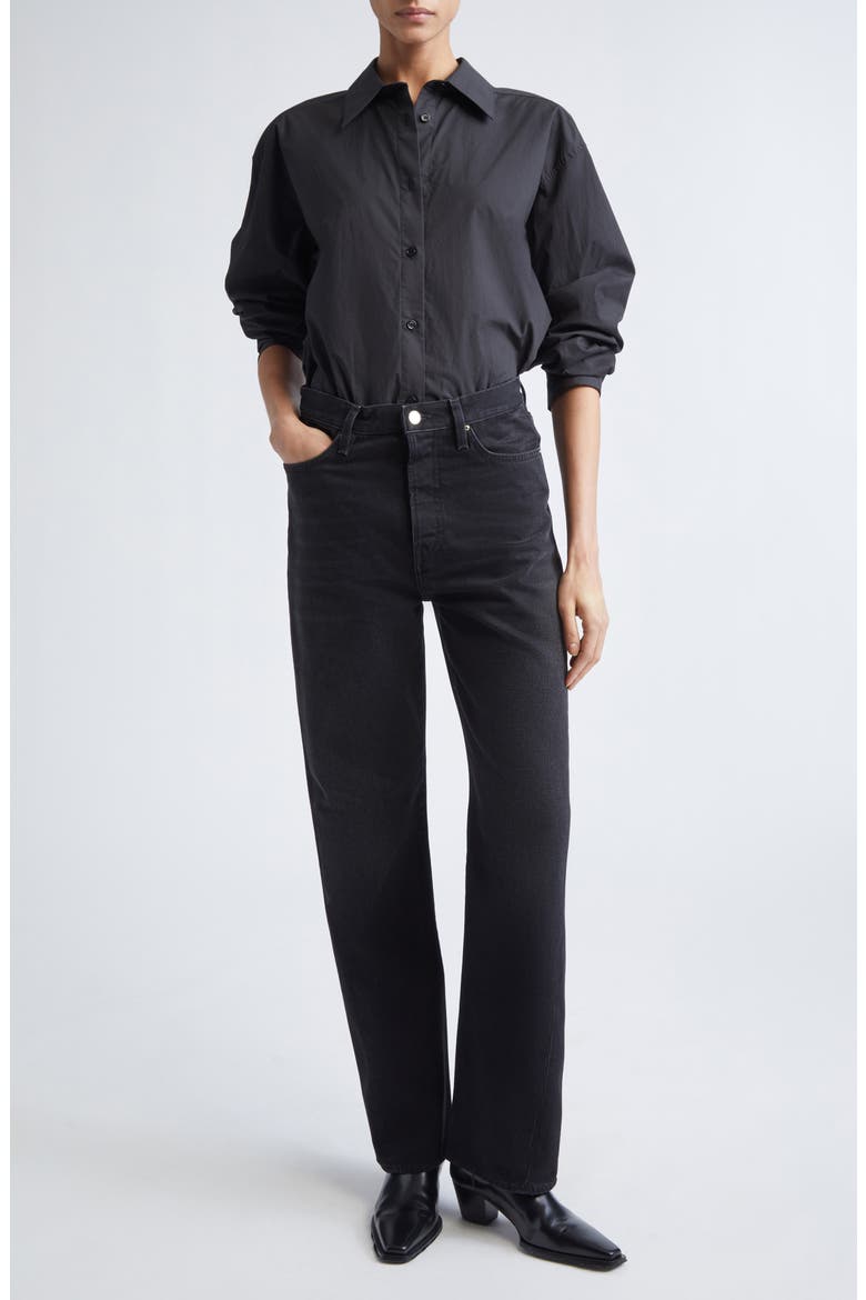 Classic Tumbled Cotton Button-Up Shirt, Alternate, color, WASHED BLACK