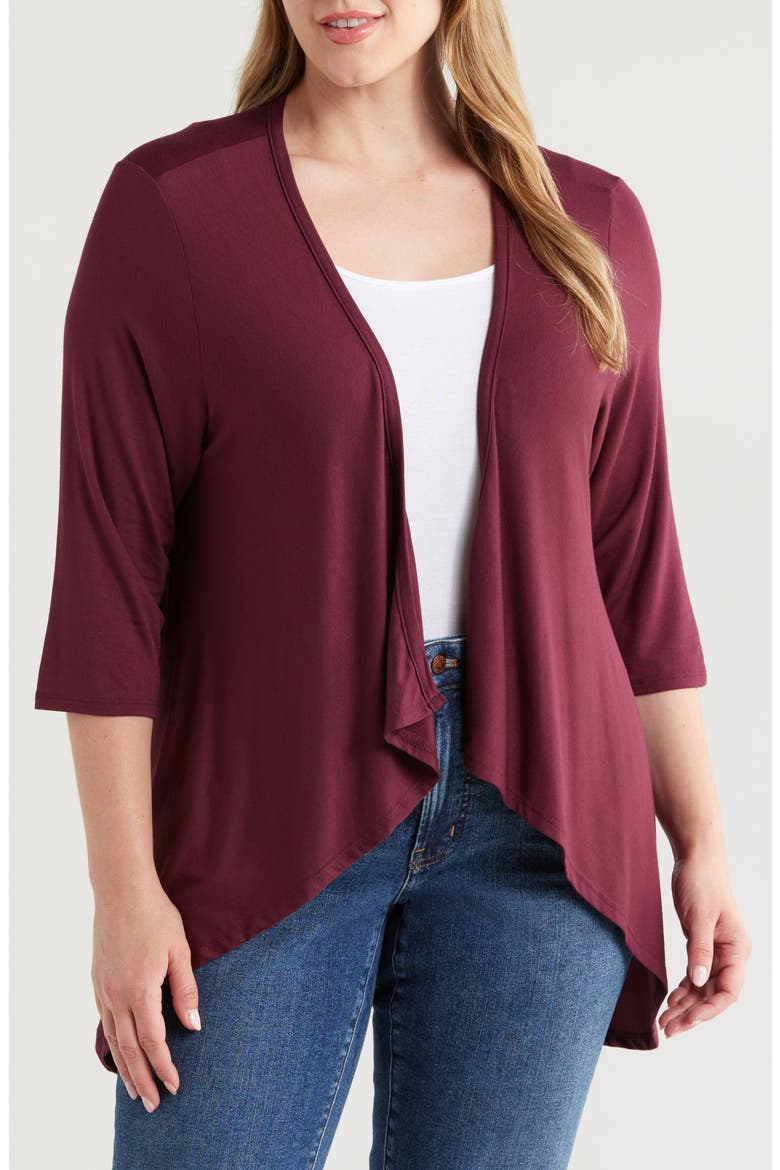 Open Front Cardigan, Main, color, WINE