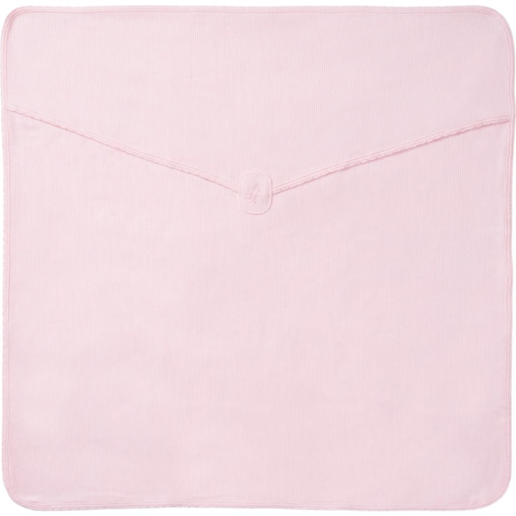 Little Fragile Soft Modal Rib Scalloped Edge Blanket In Pink