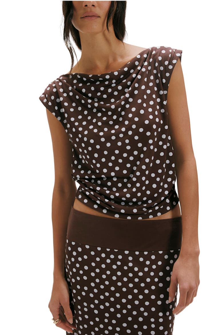 Heat Wave Polka Dot Top & Skirt Set, Alternate, color, CHOCOLATE COMBO
