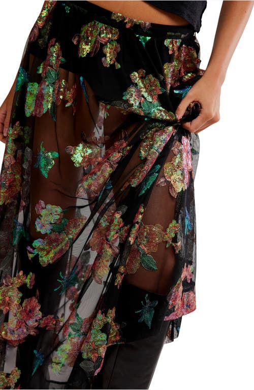 Free People Fioritura Sequin Floral Sheer Maxi Skirt In Multi