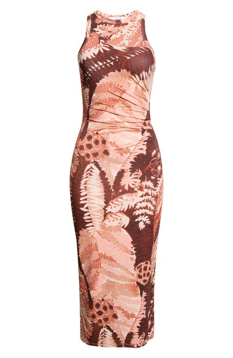 Lola Print Sleeveless Mesh Midi Dress