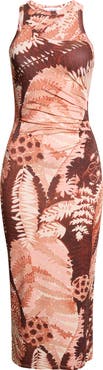 Reiss Lola Print Sleeveless Mesh Midi Dress