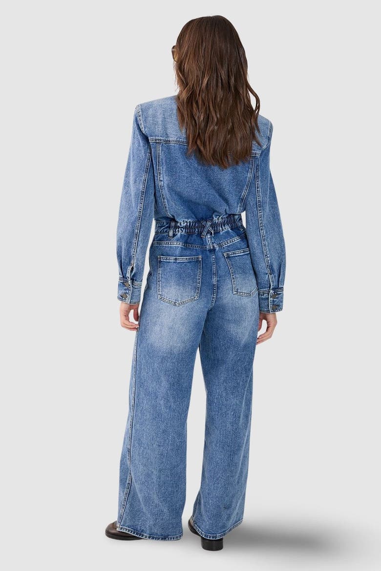 Denim Shoulder Pad Boilersuit, Alternate, color, Stonewash