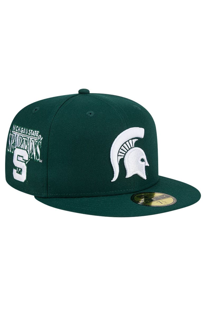 Men's New Era Green  Michigan State Spartans Throwback 59FIFTY Fitted Hat, Alternate, color, Green
