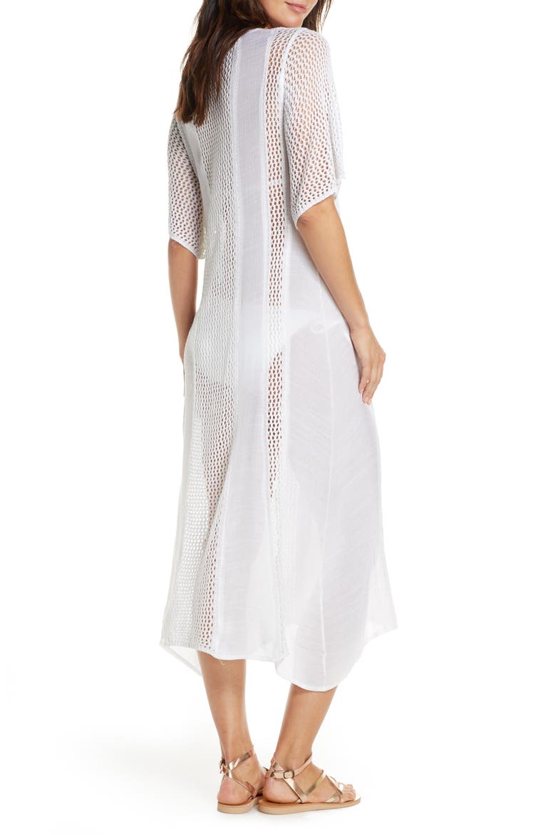Crochet Panel Swim Cover-Up, Alternate, color, WHITE