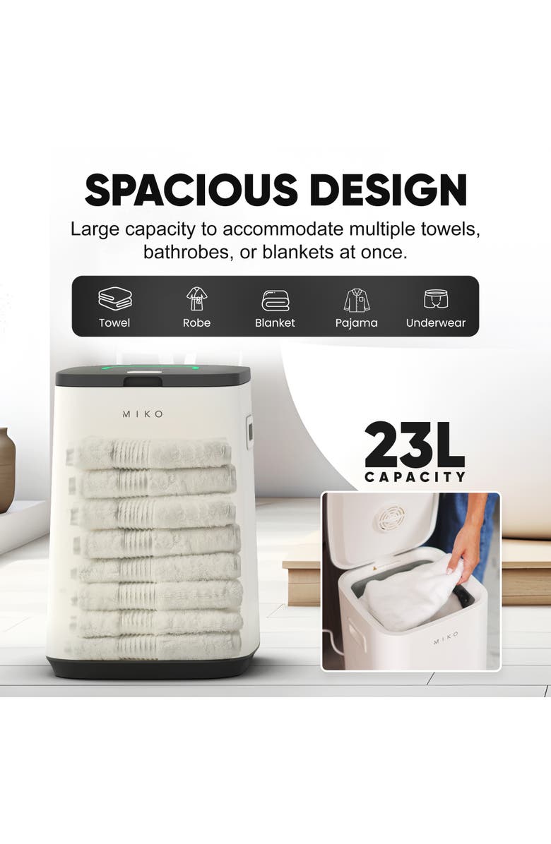 MIKO Nest Towel Warmer 23L Capacity with Aromatherapy, Alternate, color, White