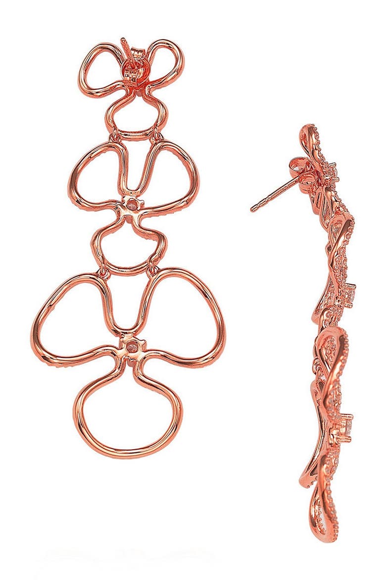 CZ Flower Drop Dangle Earrings, Alternate, color, rose