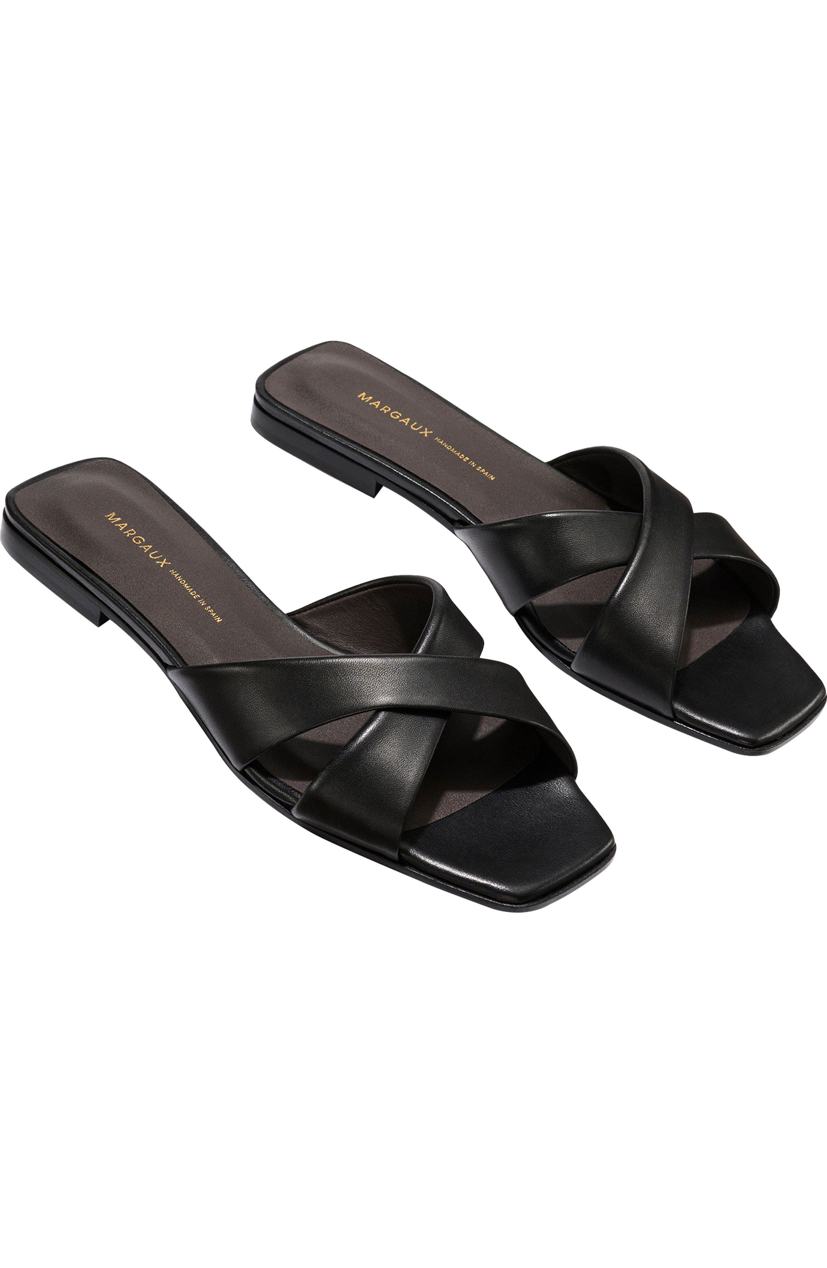 MARGAUX The Selene Flat Sandal, Alternate, color, Black Nappa