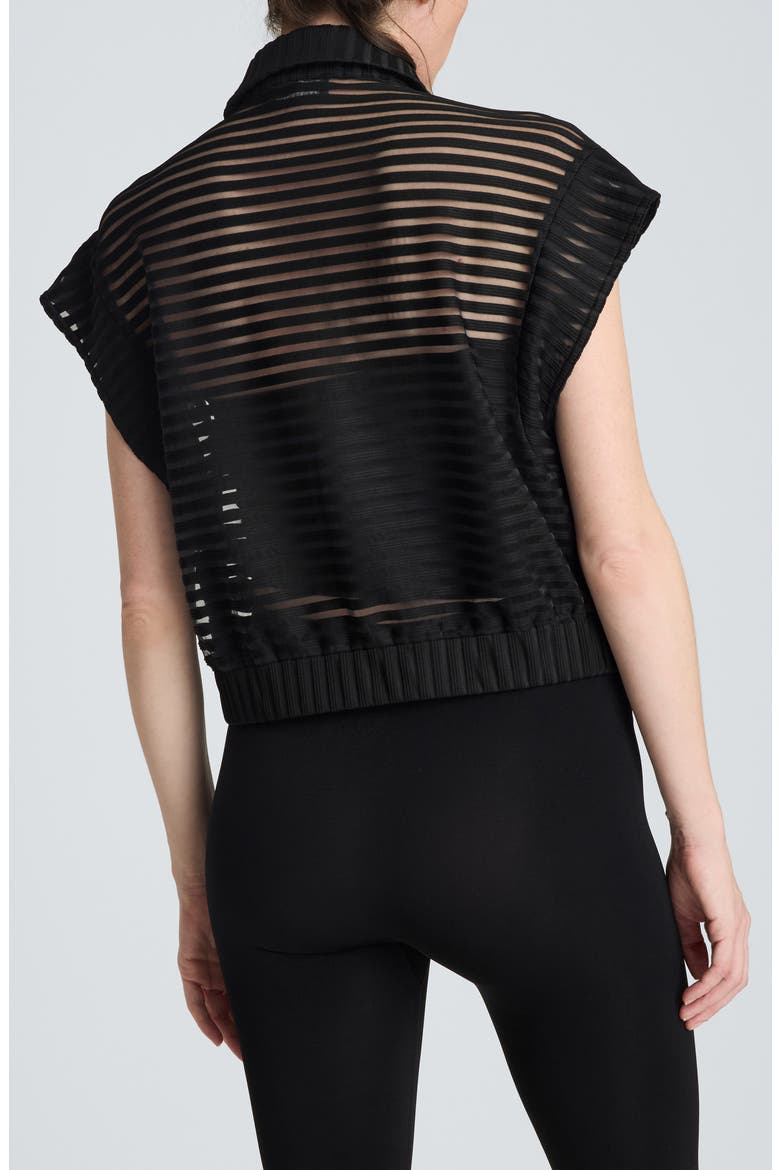 Sheer Stripe Zip Cardigan, Alternate, color, BLACK