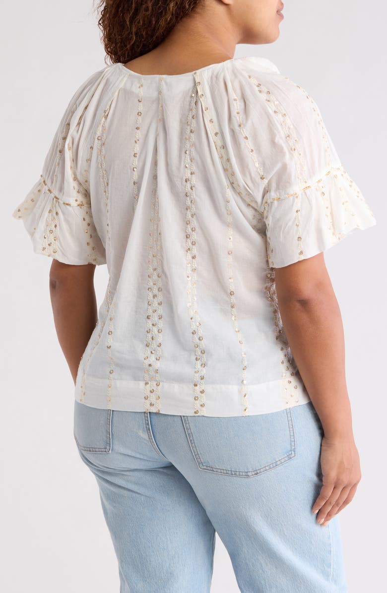 Wit & Wisdom Sequin Stripe Cotton Top, Alternate, color, 