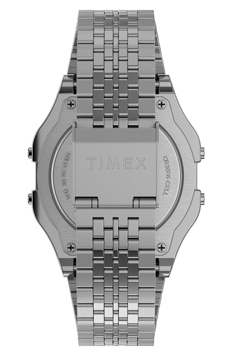 Timex<sup>®</sup> T80 Digital Bracelet Watch, 34mm, Alternate, color, Silver