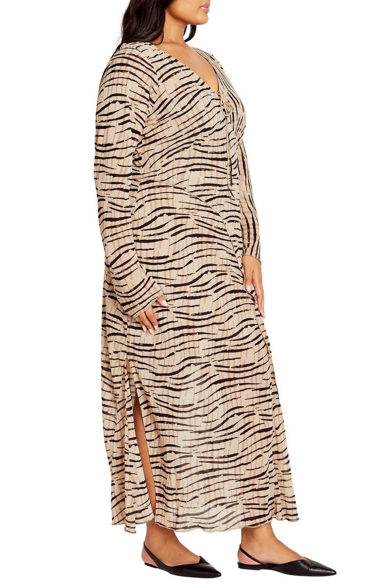 City Chic Anthea Zebra Print Long Sleeve Maxi Dress, Alternate, color,