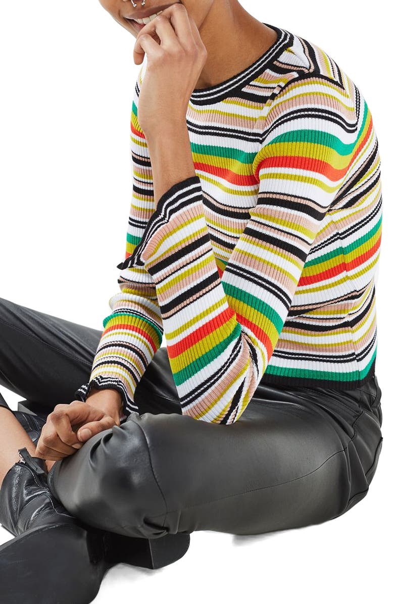 Topshop Hyper Stripe Sweater, Main, color, 