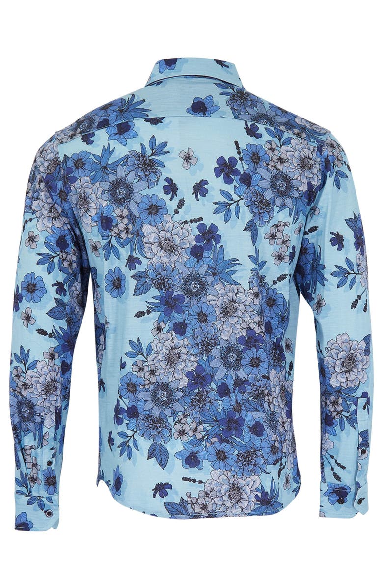 Lords of Harlech Sherlock Tailored Merino Wool Shirt, Alternate, color, Valencia Floral Teal