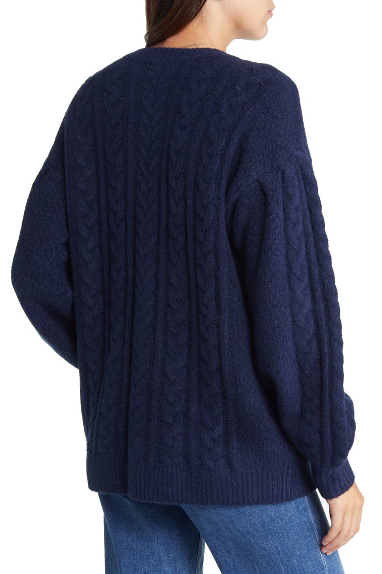Cable Stitch Sweater, Alternate, color, NAVY BLAZER