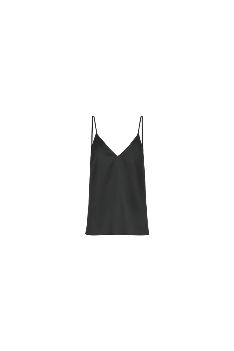 Stretch silk satin camisole, Alternate, color, Black
