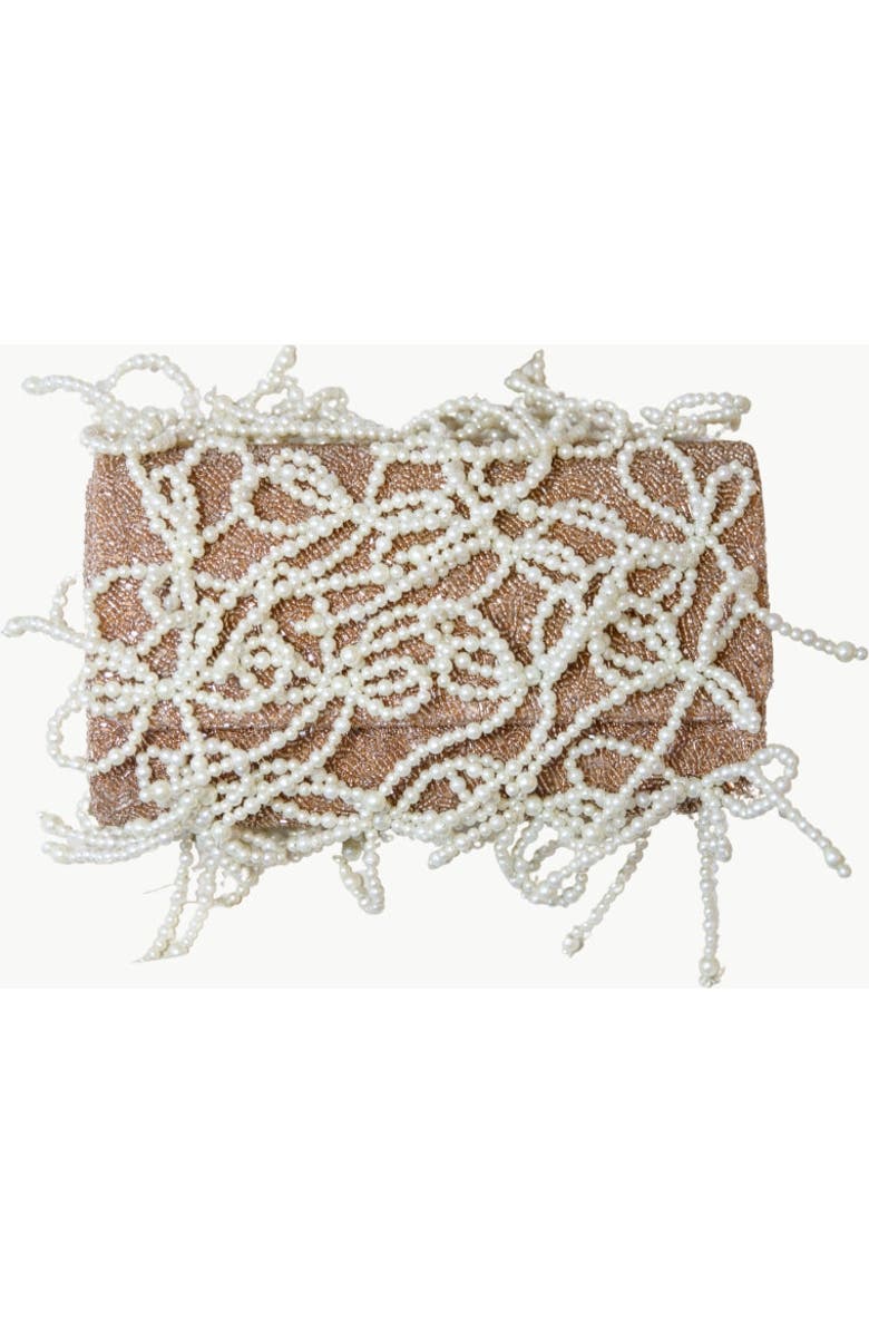 Island to East Side Bows All Over Medium Structured Bag, Main, color, Champagne