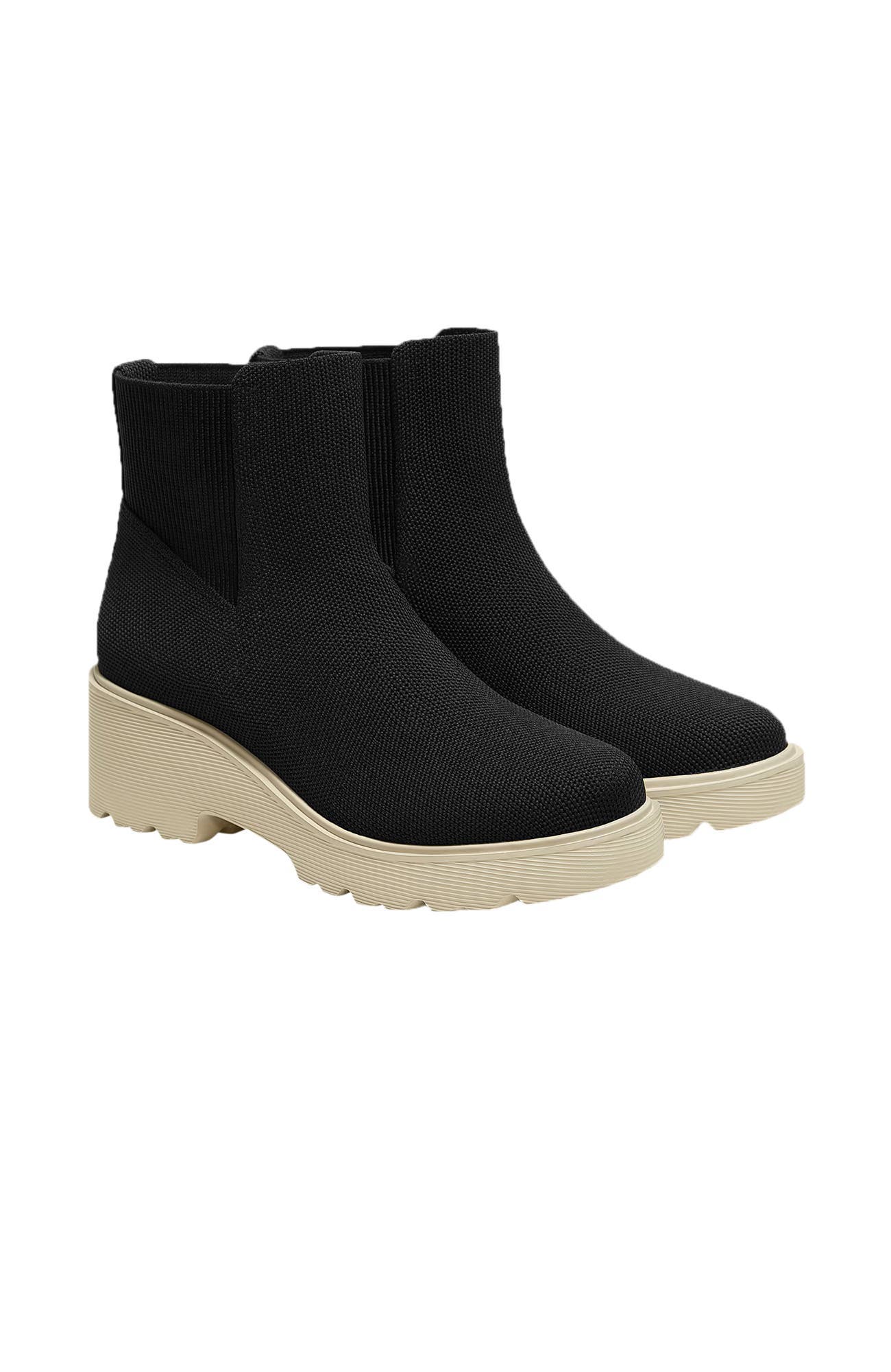 VIVAIA Round-Toe Chunky Platform Travel Boots, Main, color, Black-Beige