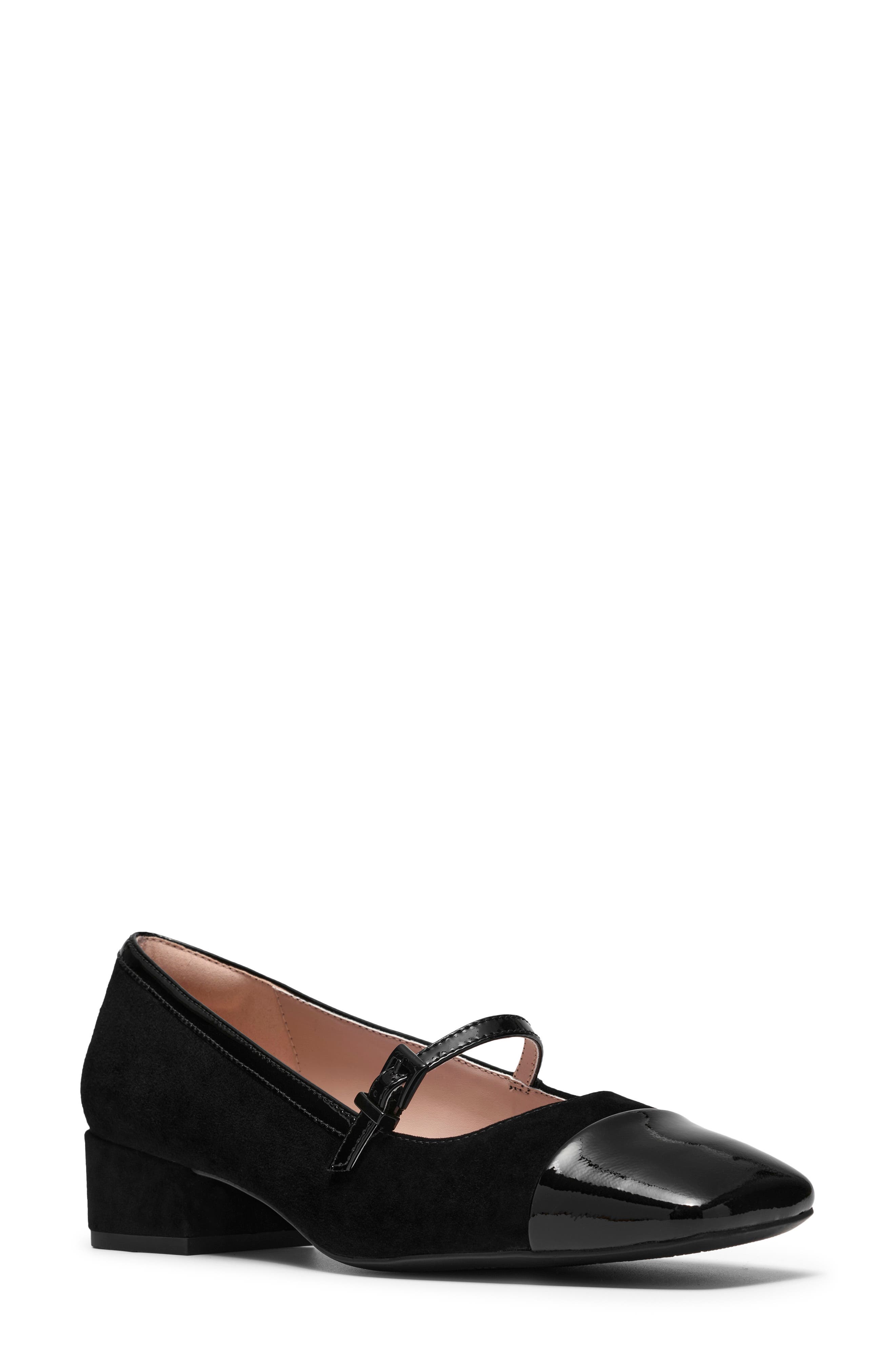 Crista Strap Leather Mary Jane Pump, Main, color, BLACK COMBI