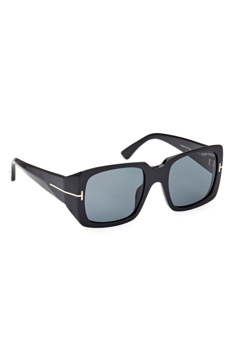 TOM FORD Ryder-02 51mm Square Sunglasses, Alternate, color, Shiny Black / Blue