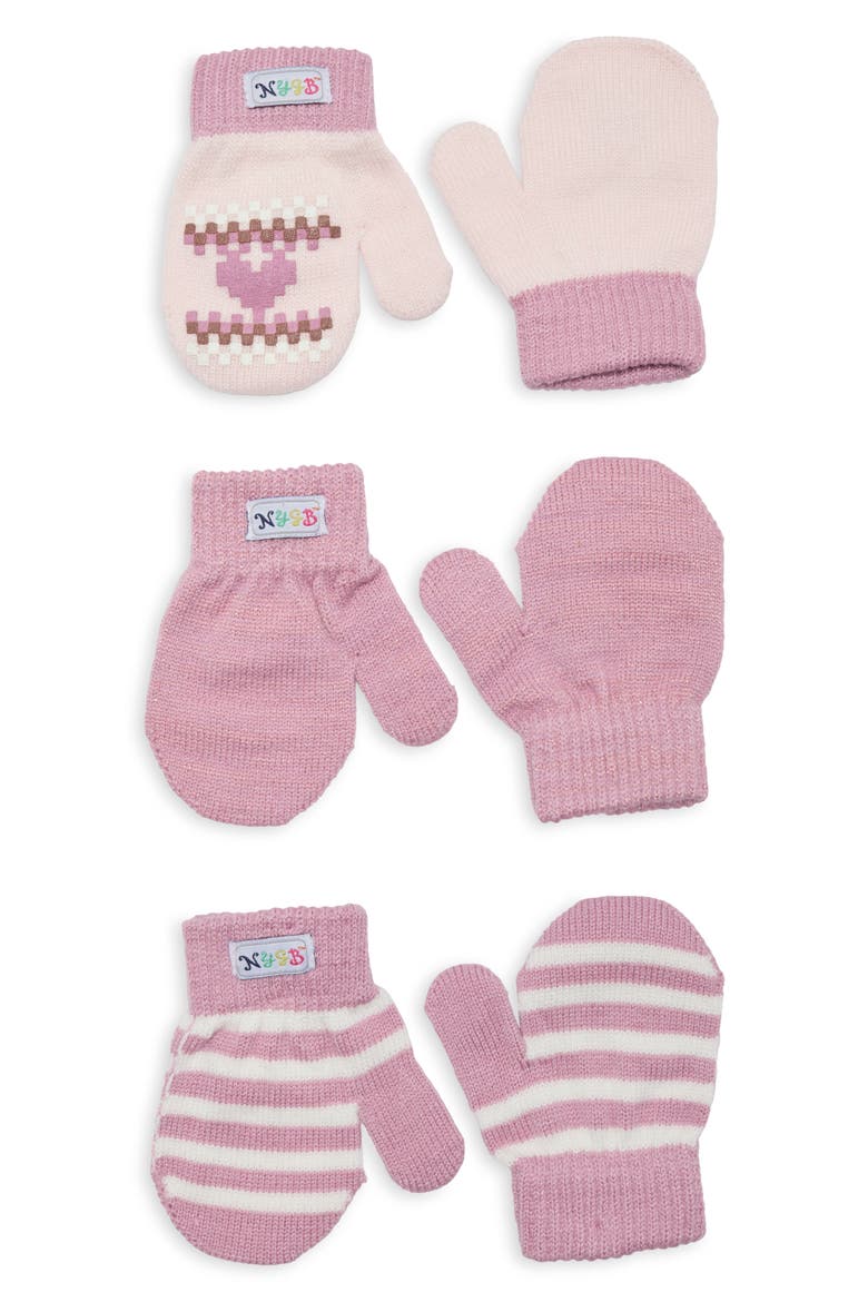 3-Pack Mittens, Main, color, MAUVE