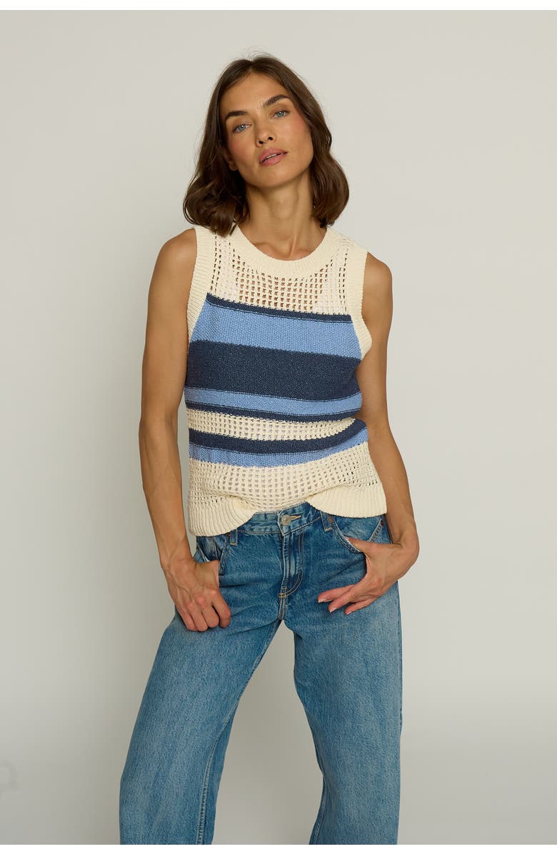Central Park West Textustripe Tank, Main, color, Ivory