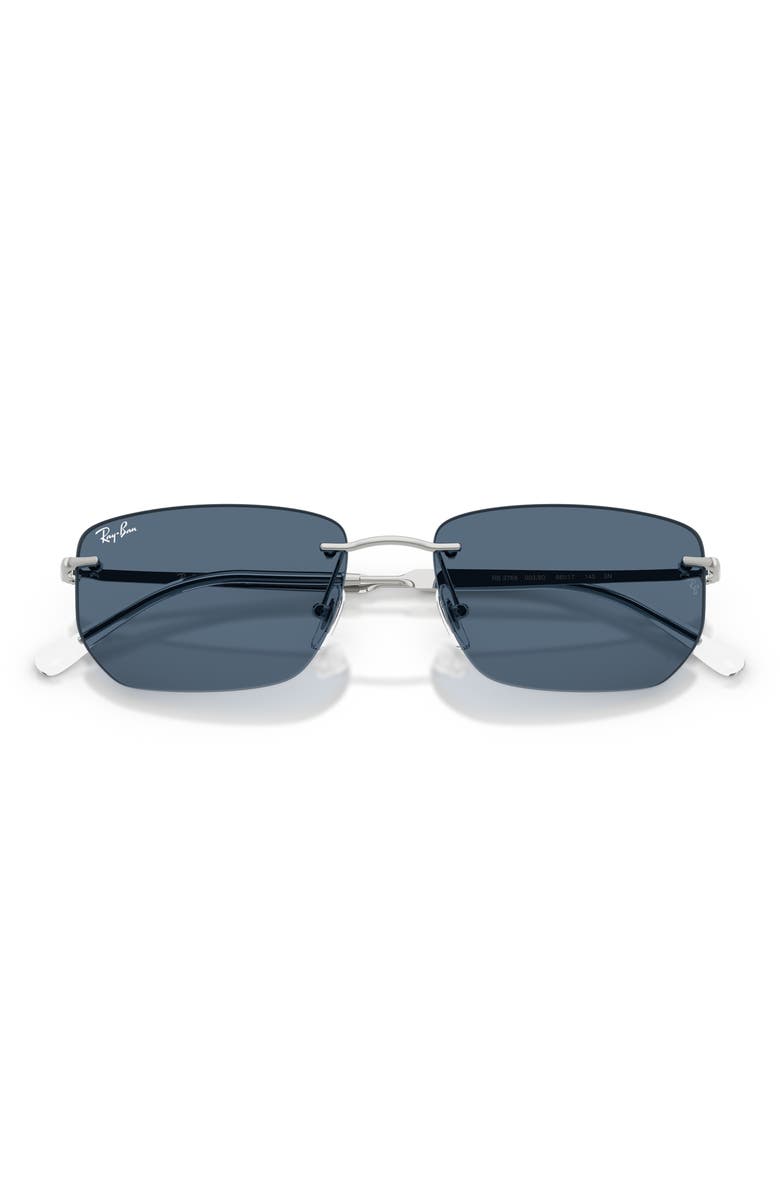 Ray-Ban 56mm Rimless Rectangular Sunglasses, Alternate, color, Silver / Dark Blue