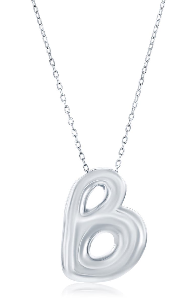 SIMONA Bubble Initial Pendant Necklace, Main, color, Silver B