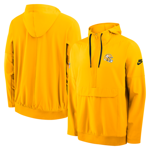 Men's Nike Gold Pittsburgh Steelers Sideline Broken Rules Alternate Anorak Half-Zip Hooded Jacket