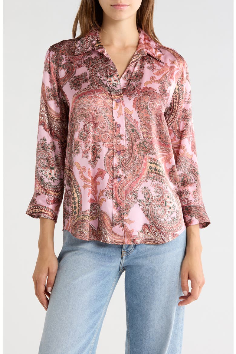 Dani Paisley Silk Button-Up Top, Main, color, MAUVE MULTI FRENCH PAISLEY