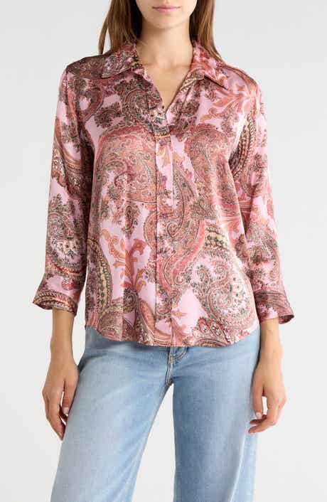 Dani Paisley Silk Button-Up Top