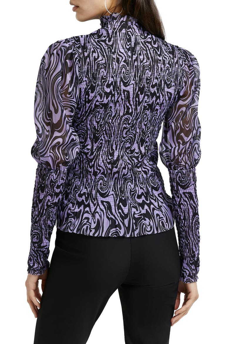 Shirred Long Sleeve Top, Alternate, color, MEDIUM PURPLE