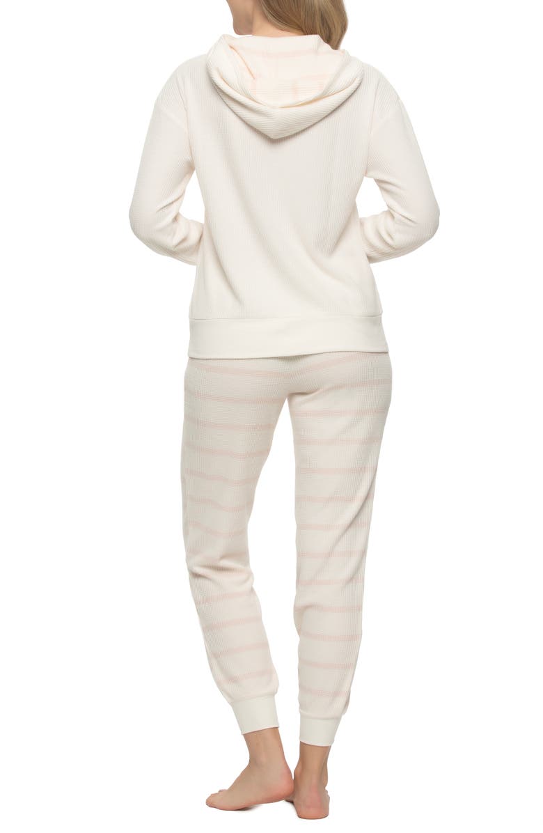 Felina Jolie Thermal Knit Hoodie Pajamas, Alternate, color, Whisper White