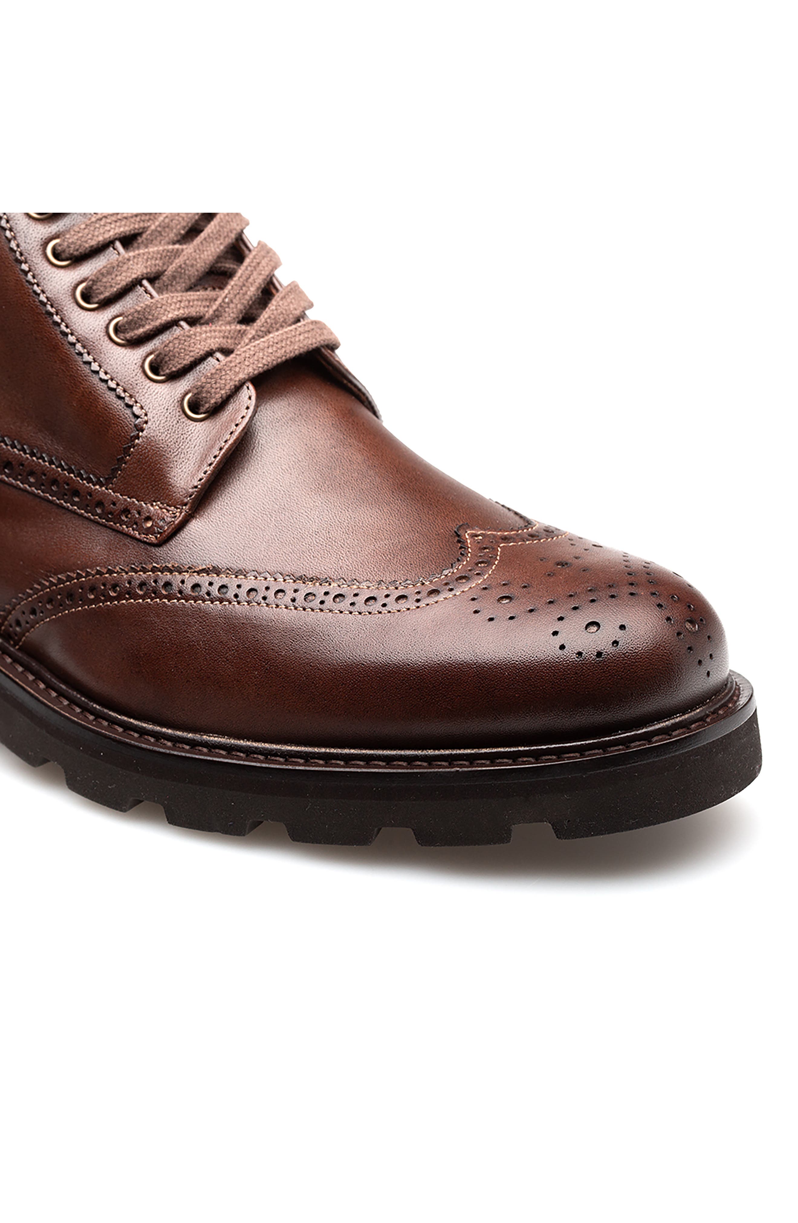Mezlan Wingtip Lug Sole Boot, Alternate, color, Brown