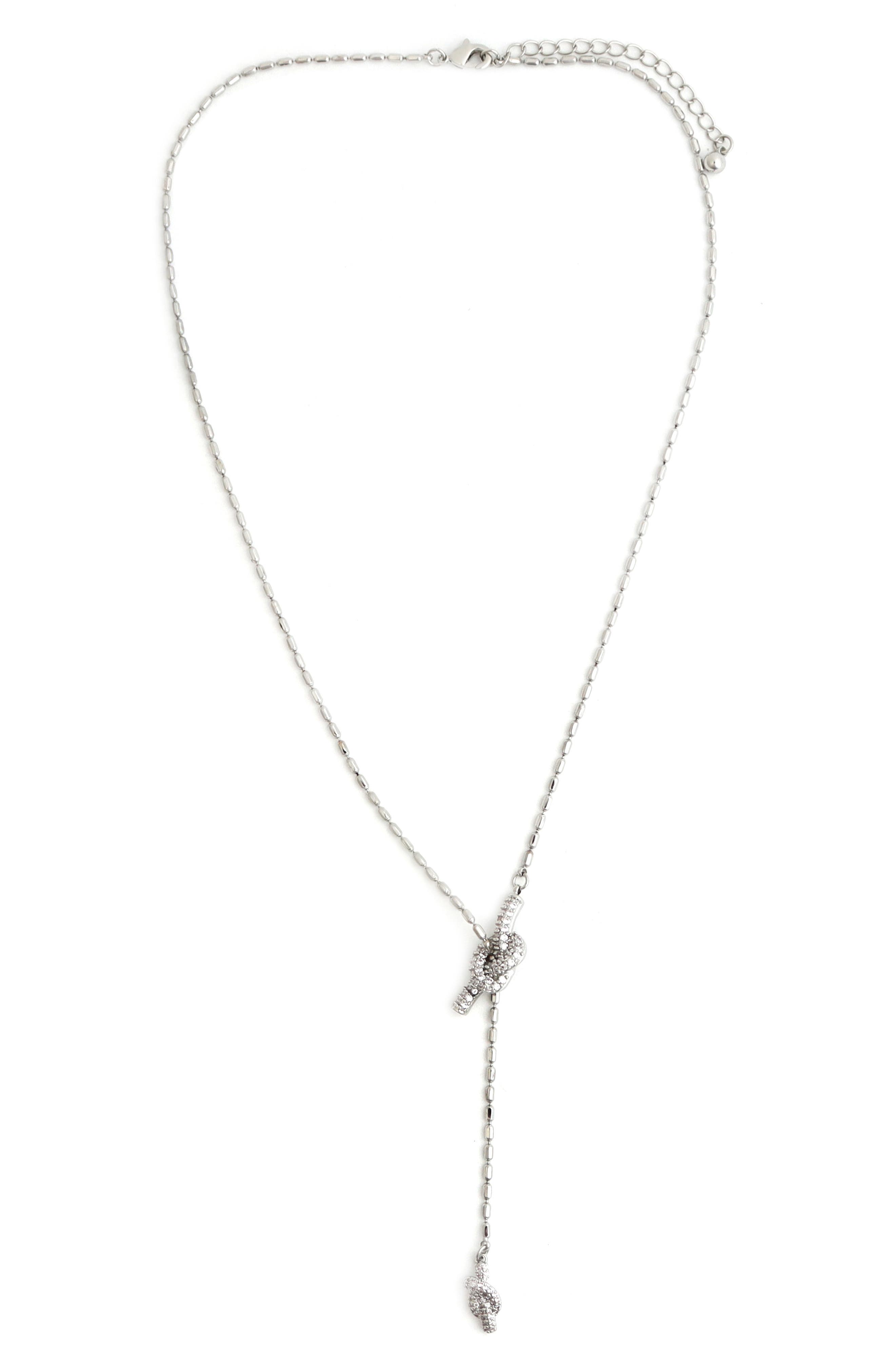 Panacea Pavé Crystal Knot Y-Necklace