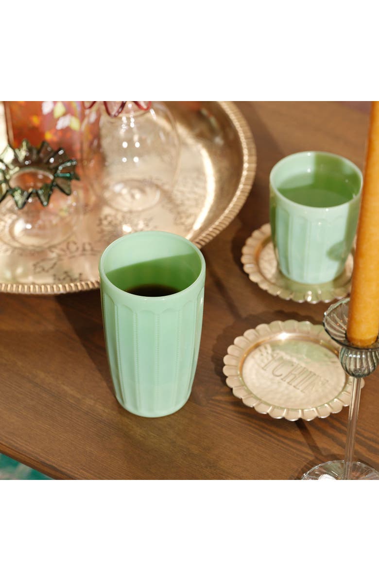 Zsa Zsa Zsu Henan Glass Soft Drink Glass 12 Oz. Set Of 4, Alternate, color, Green