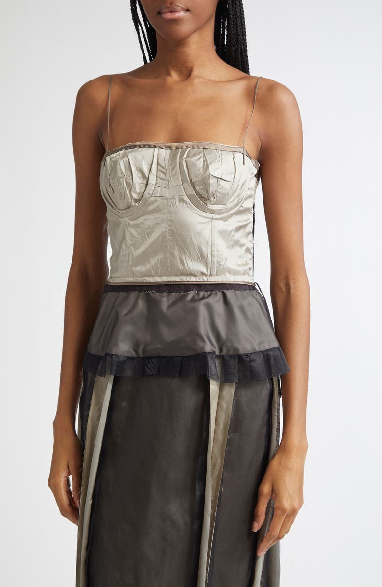 Maison Margiela Inside Out Effect Bustier Silk Midi Dress, Alternate, color, 