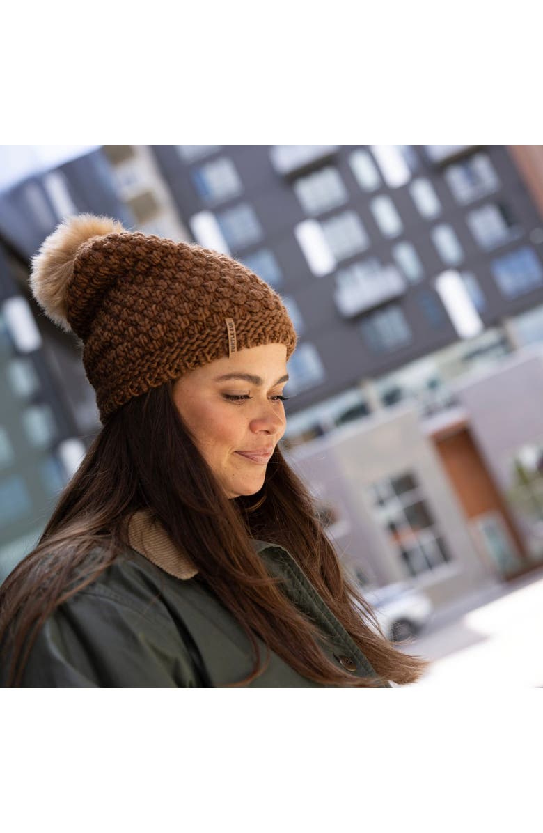 Turtle Fur Snowfall Pom Slouch Beanie, Alternate, color, Black