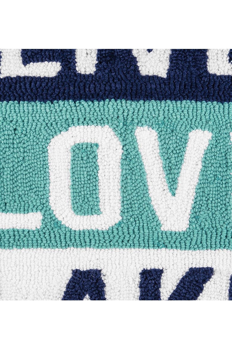 Live Love Lake Hooked Throw Pillow, 18" x 18", Alternate, color, Blue