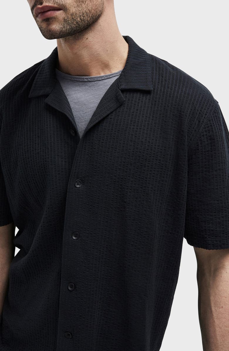 rag & bone Avery Seersucker Button-Up Shirt, Alternate, color, Black