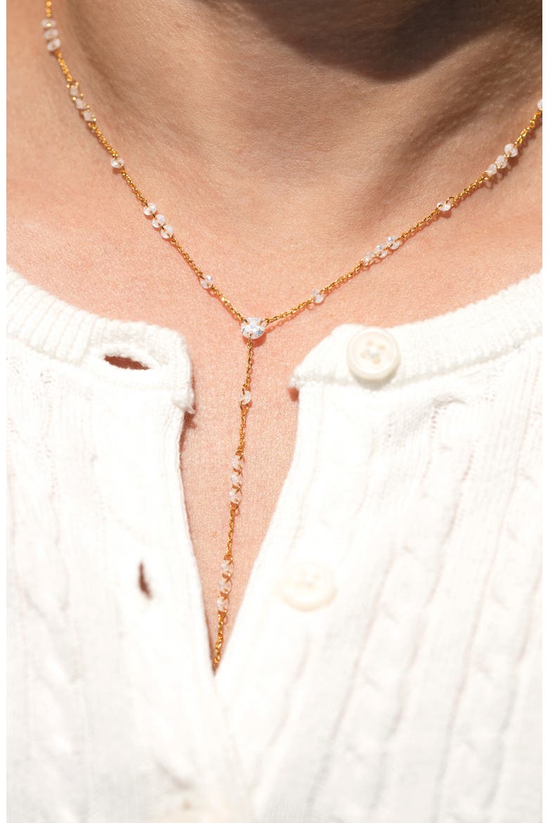 Dew You Cubic Zirconia Y-Drop Necklace, Alternate, color, GOLD