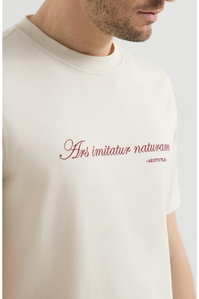 Cotton jersey crew-neck T-shirt with embroidery and print, Alternate, color, White