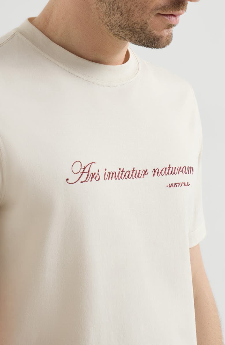 Brunello Cucinelli Cotton jersey crew-neck T-shirt with embroidery and print, Alternate, color, White